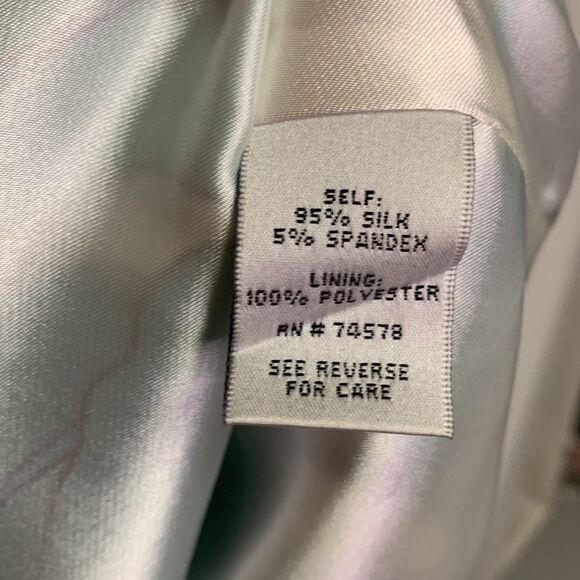 Cache Turquoise Off White Silk Tropical Leaf Pattern Strapless Mini Dress Size 2 - Picture 7 of 13